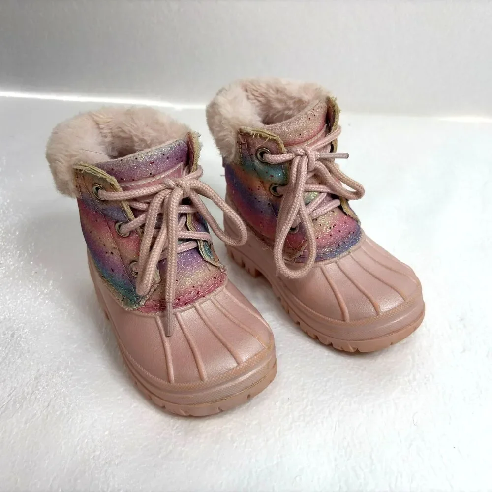 Bundle of 2 Girls Boots London Fog Stride Rite Black Pink Toddler 8